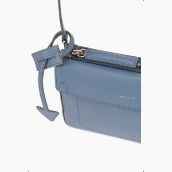 NWOT DELAROQ Troisième  BLUE LEATHER Crossbody  Bag - Picture 7 of 9